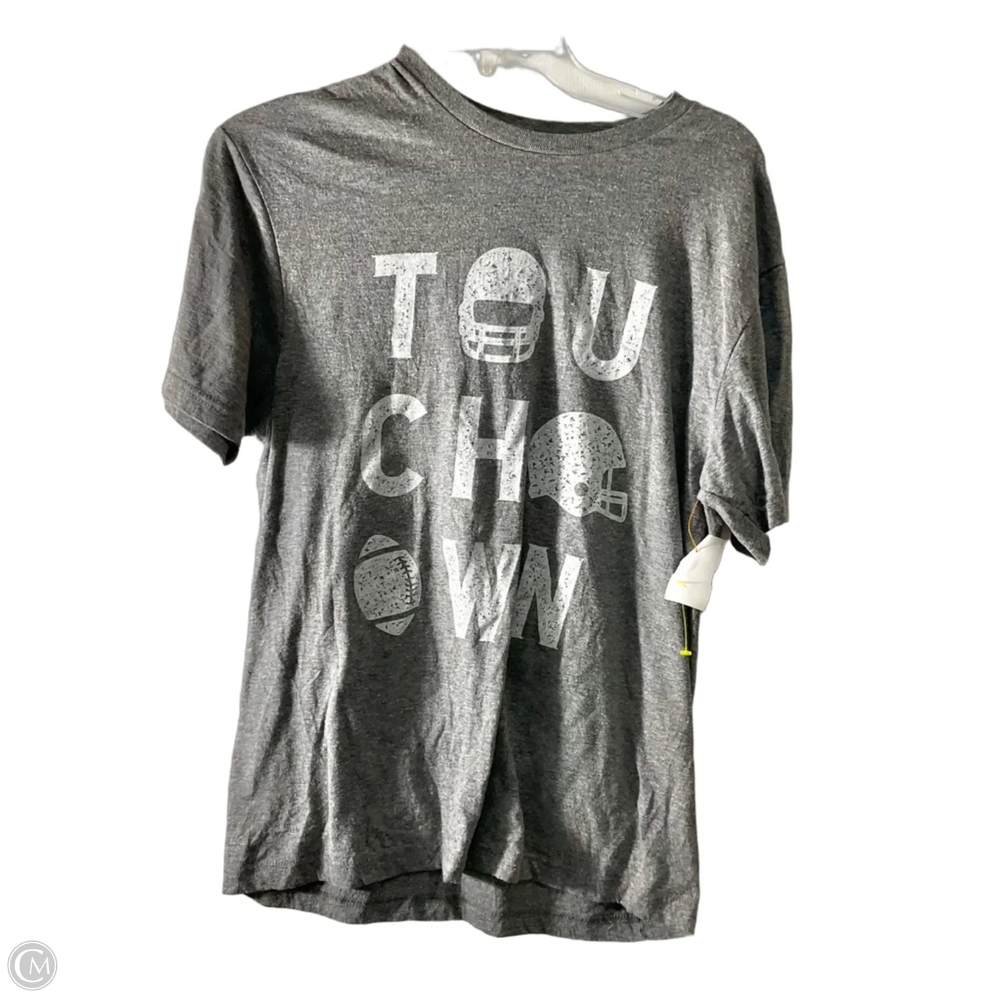 Top Short Sleeve By Gildan In Grey & White, Size: M