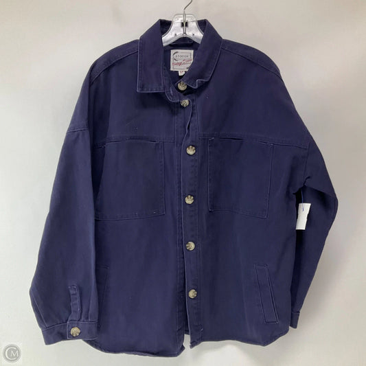 Jacket Shirt By Stoosh In Blue Denim, Size: M