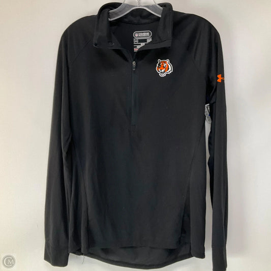 Athletic Top Long Sleeve Collar By Nfl In Black & Orange, Size: L