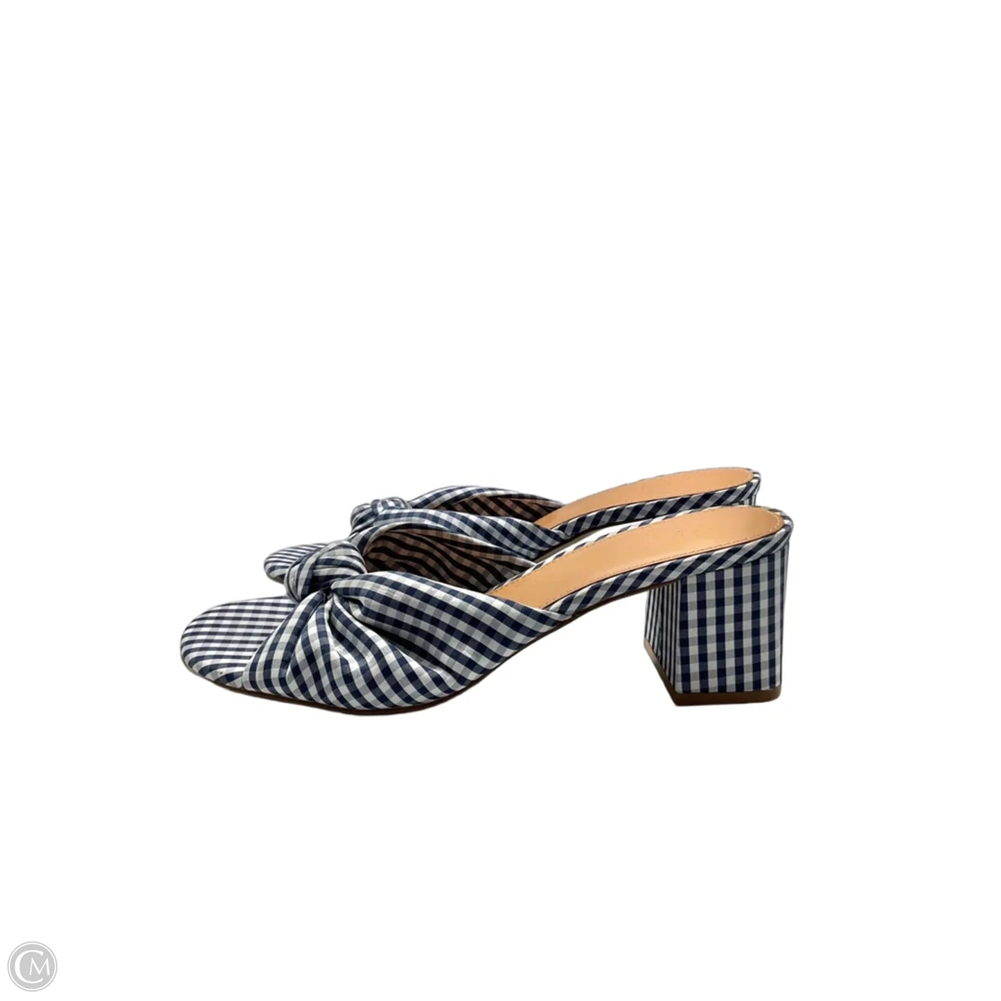 Sandals Heels Block By J. Crew In Blue & White, Size: 8