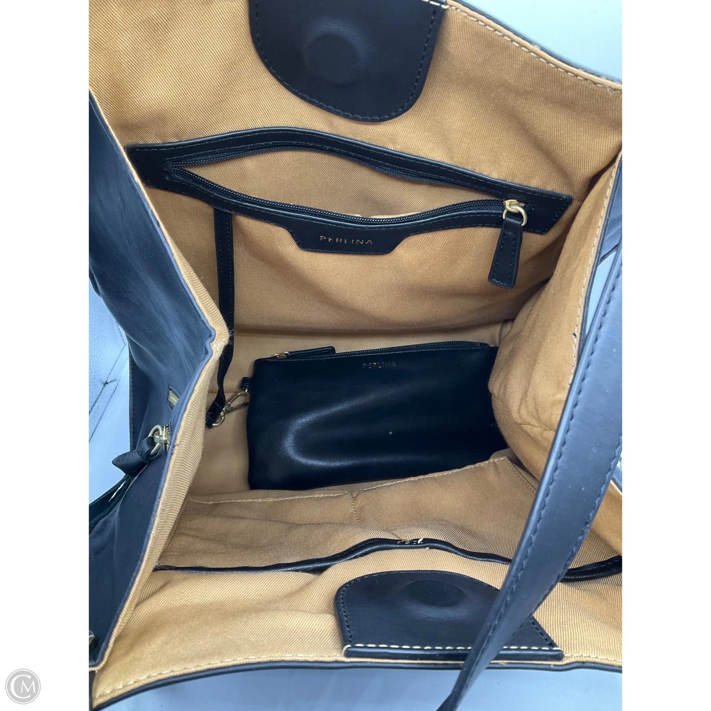 Handbag Leather By Perlina, Size: Medium