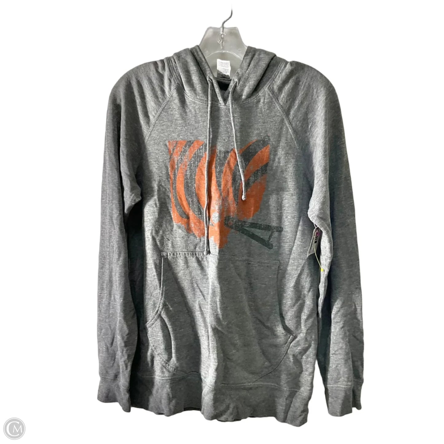 Athletic Top Long Sleeve Hoodie By Cmf In Grey & Orange, Size: S