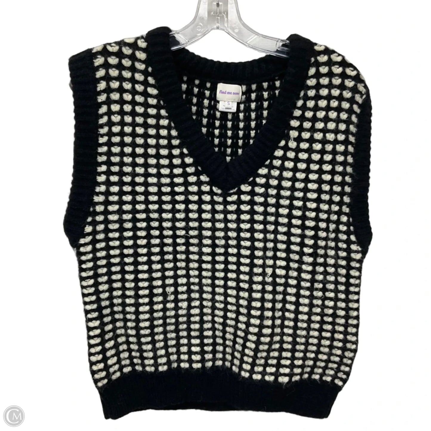 Vest Sweater By Cmb In Black & White, Size: S
