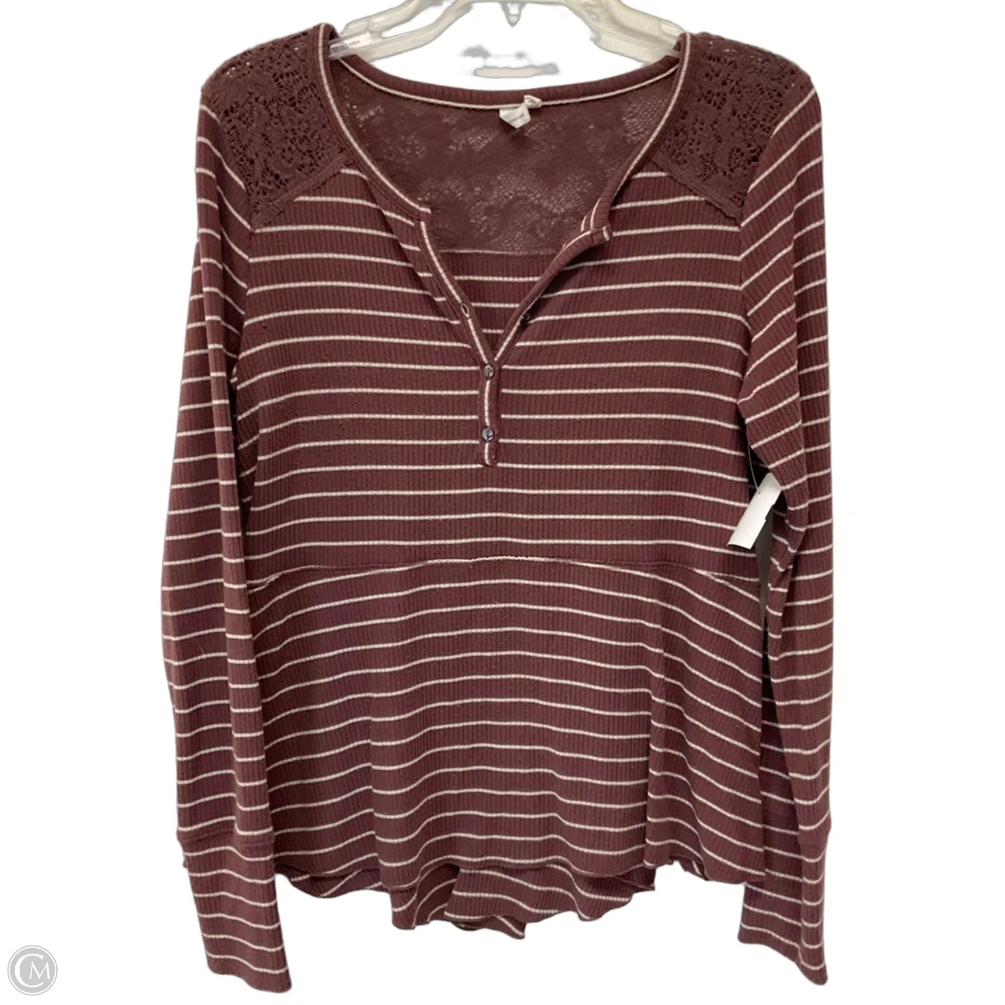 Top Long Sleeve By Anthropologie In Striped Pattern, Size: S
