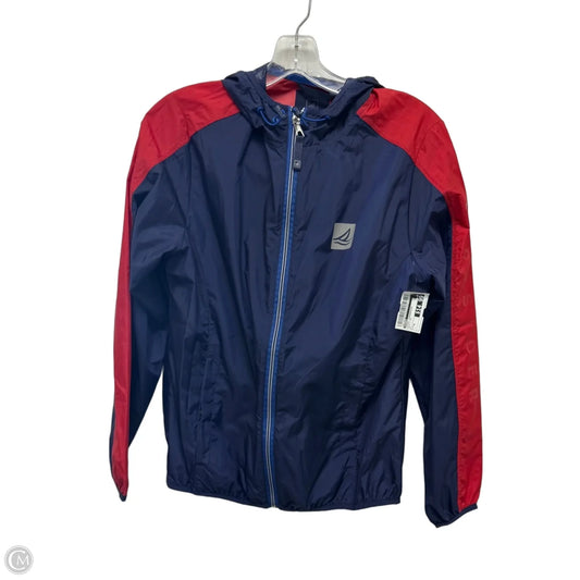 Jacket Windbreaker By Sperry In Blue & Red, Size: M