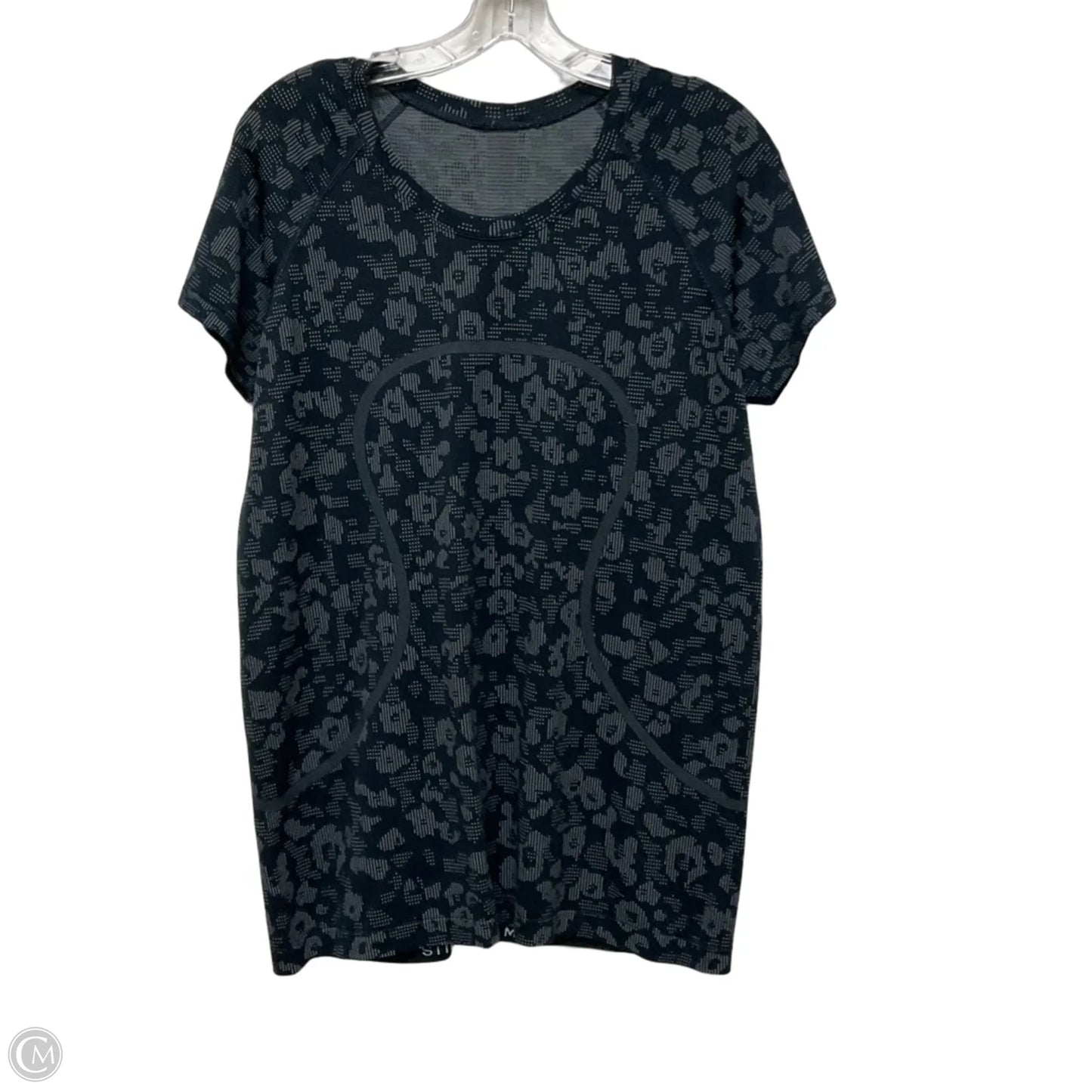 Athletic Top Short Sleeve By Lululemon In Black & Grey, Size: 14