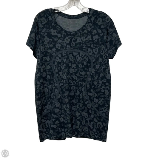 Athletic Top Short Sleeve By Lululemon In Black & Grey, Size: 14