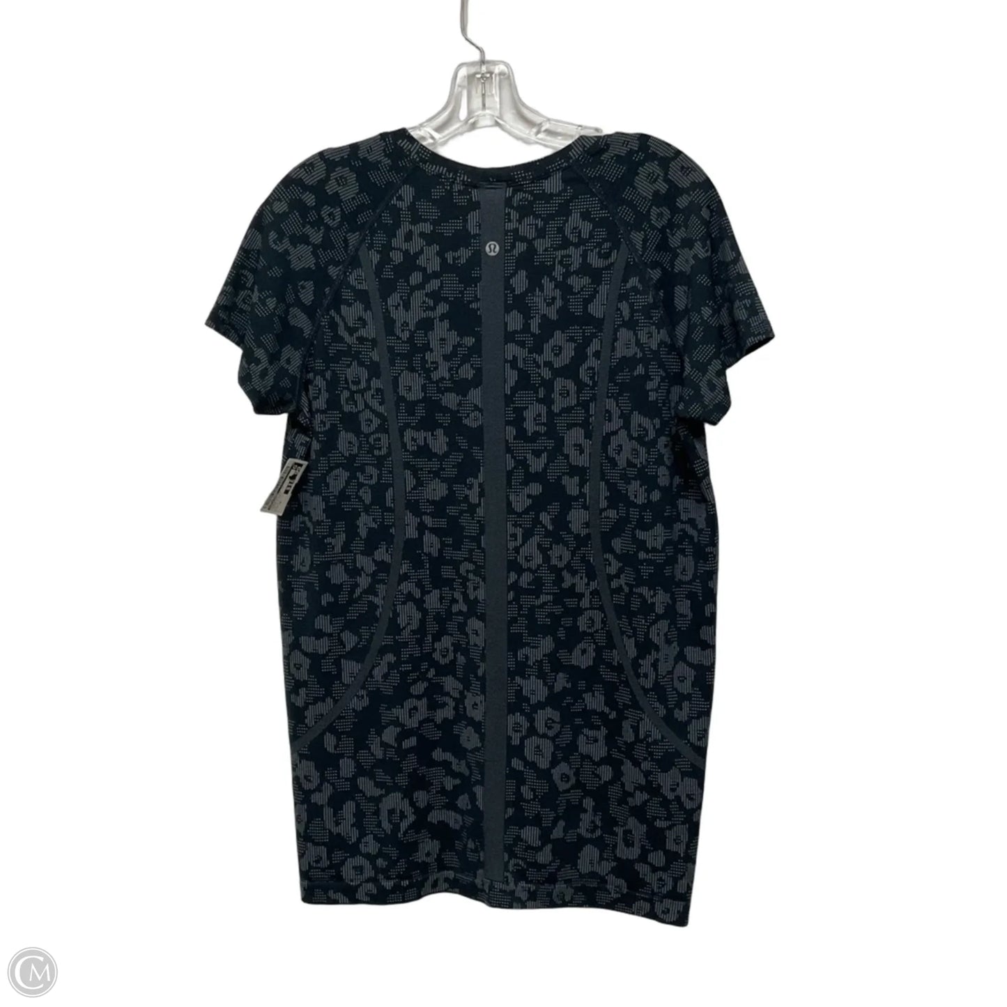 Athletic Top Short Sleeve By Lululemon In Black & Grey, Size: 14