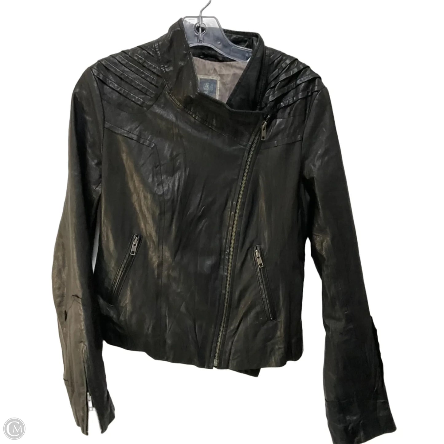 Jacket Moto Leather By Cma In Black, Size: Xs
