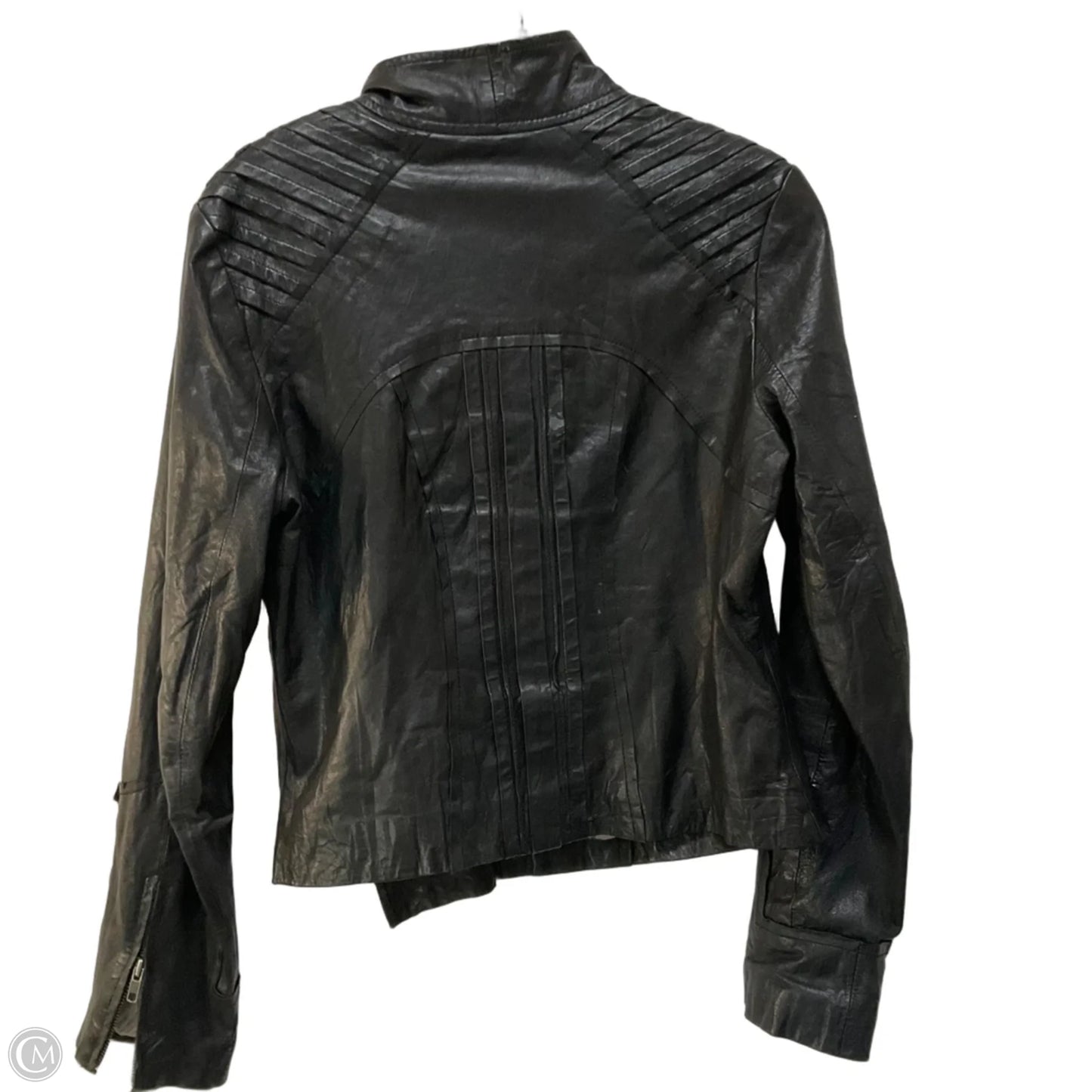 Jacket Moto Leather By Cma In Black, Size: Xs