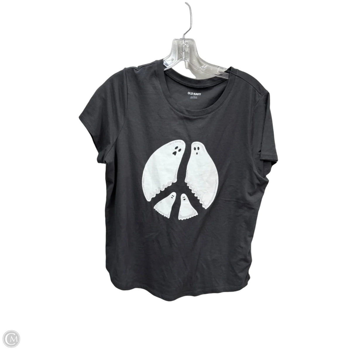 Top Short Sleeve Basic By Old Navy In Grey & White, Size: L