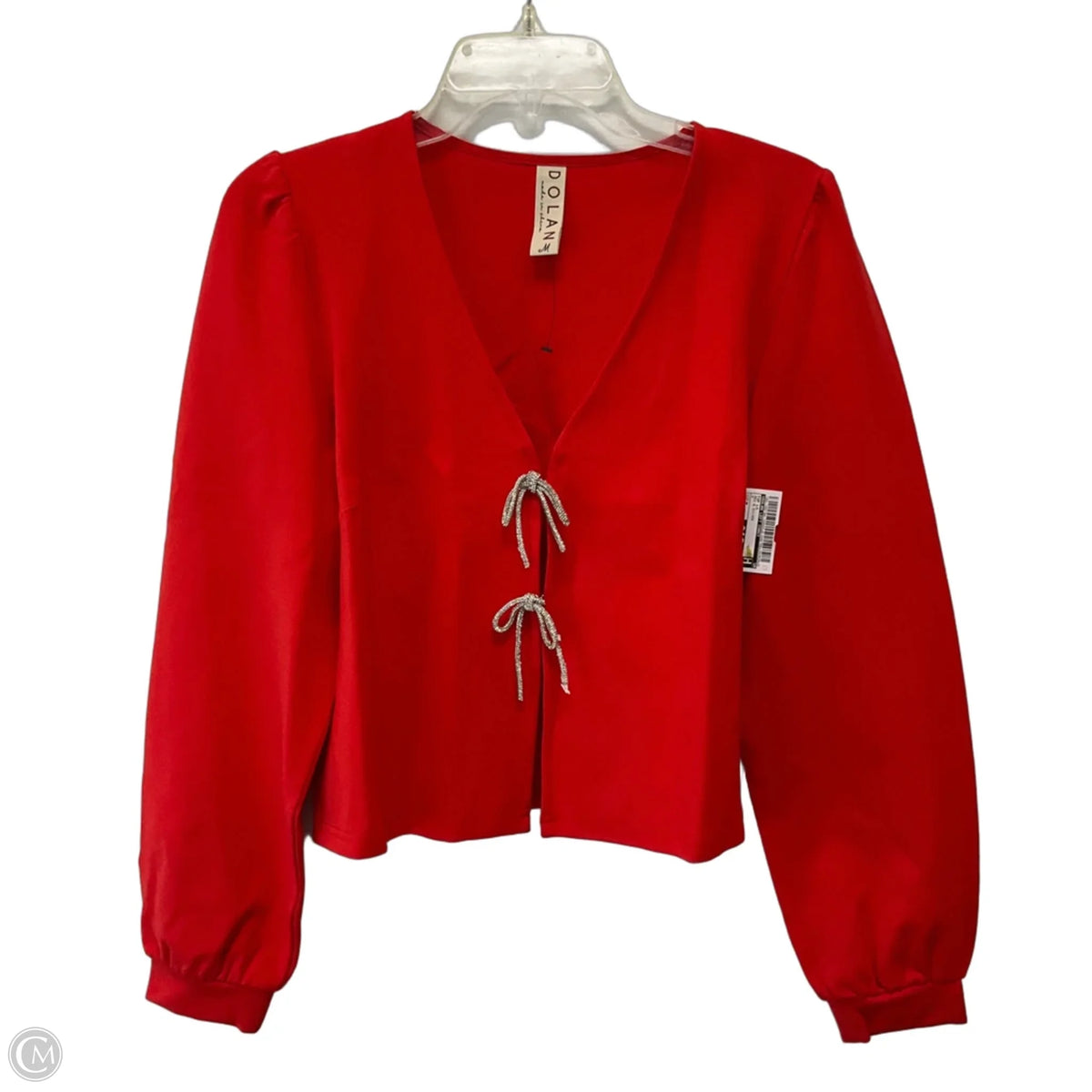Top Long Sleeve By Dolan Left Coast In Red & Silver, Size: M