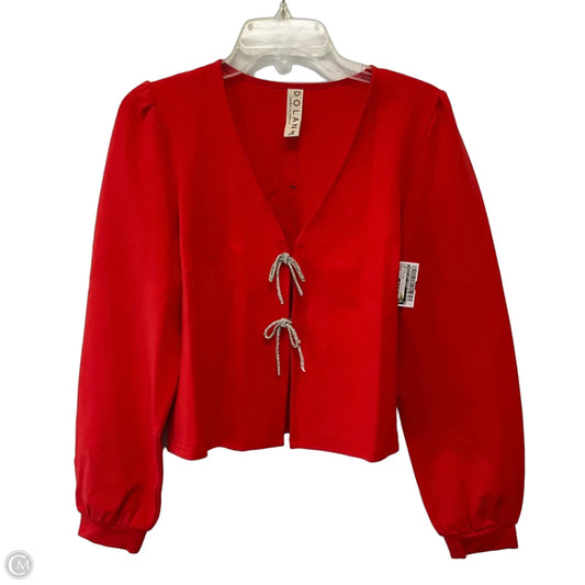 Top Long Sleeve By Dolan Left Coast In Red & Silver, Size: M