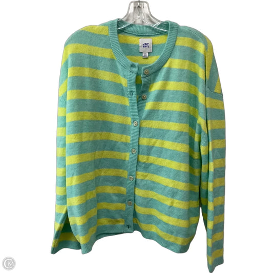 Sweater Cardigan By Joy Lab In Green & Yellow, Size: Xxl