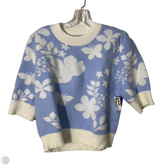 Sweater Short Sleeve By Thml In Blue & White, Size: L