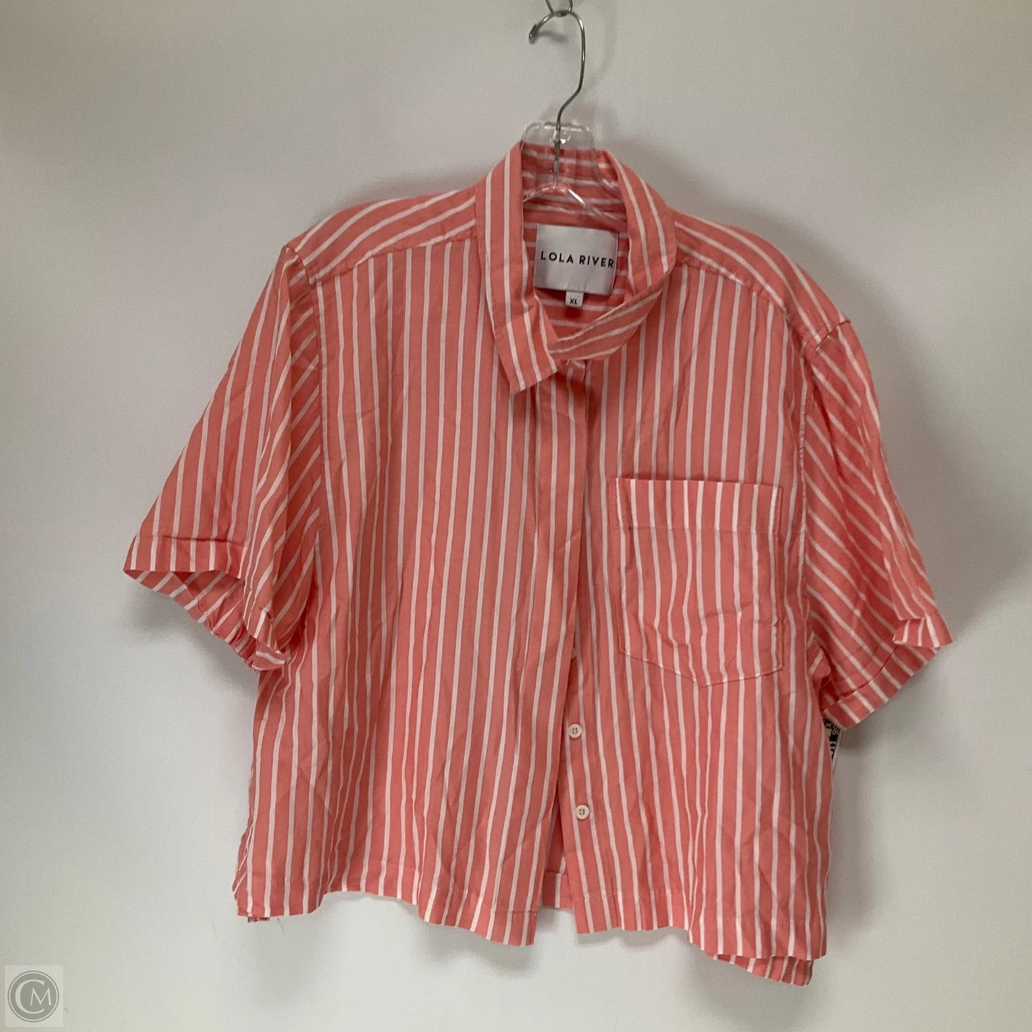 Top Short Sleeve By Lola River In Striped Pattern, Size: Xl