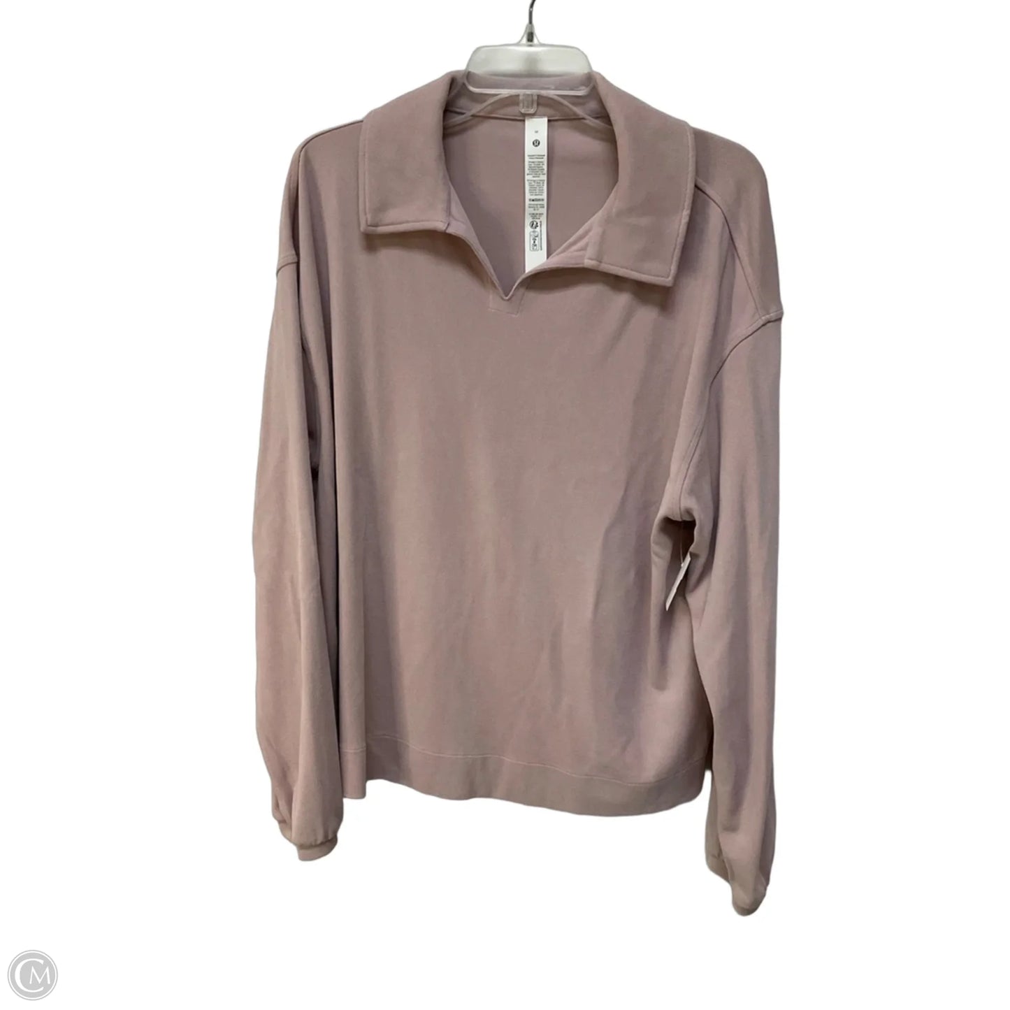 Athletic Top Long Sleeve Collar By Lululemon In Pink, Size: M
