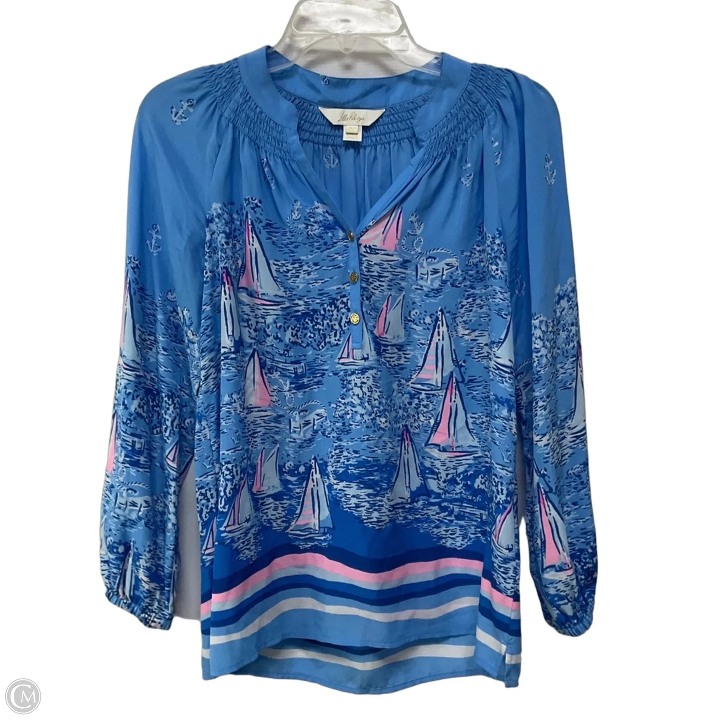 Top Long Sleeve Designer By Lilly Pulitzer In Blue, Size: Xxs