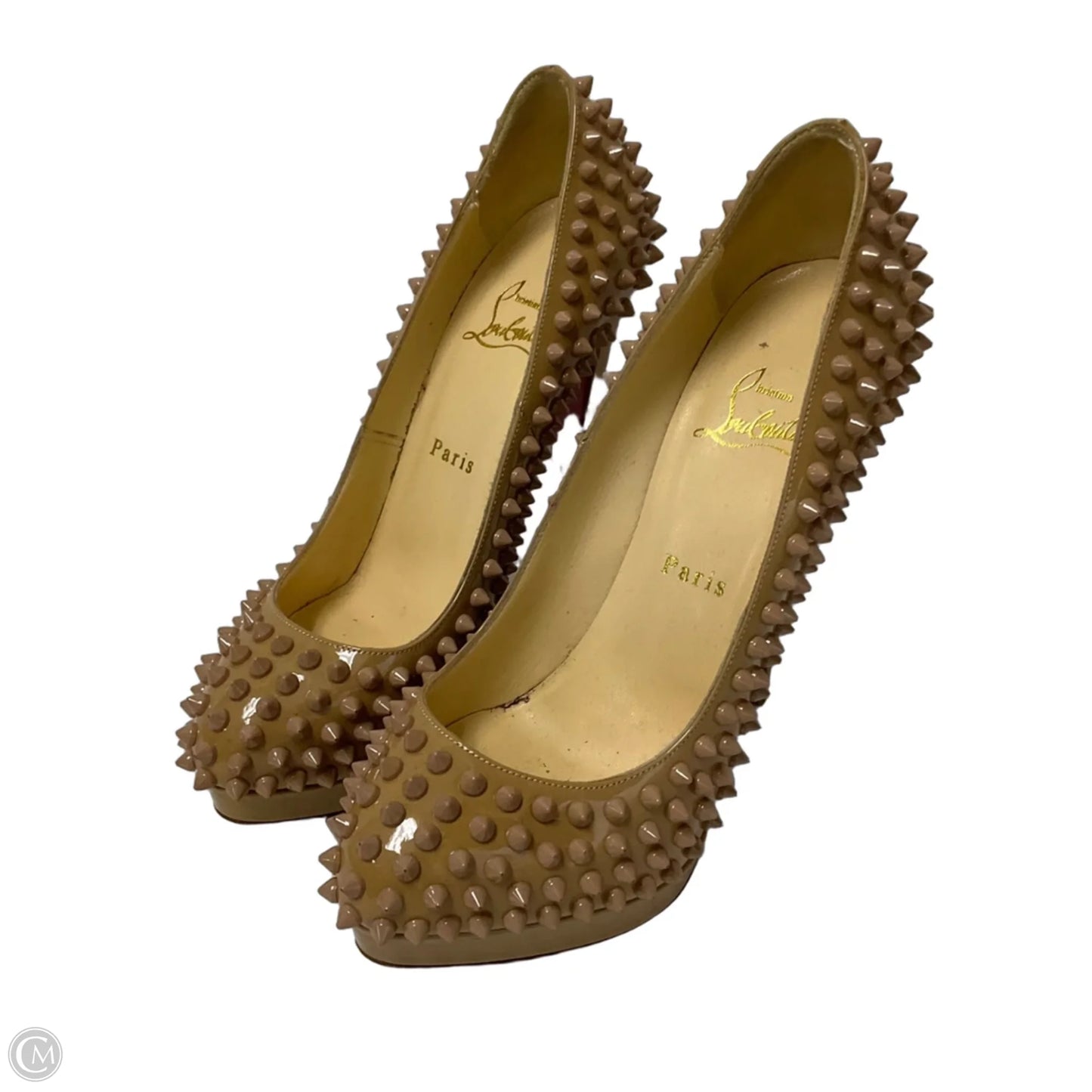 Shoes Luxury Designer By Christian Louboutin In Beige, Size: 8
