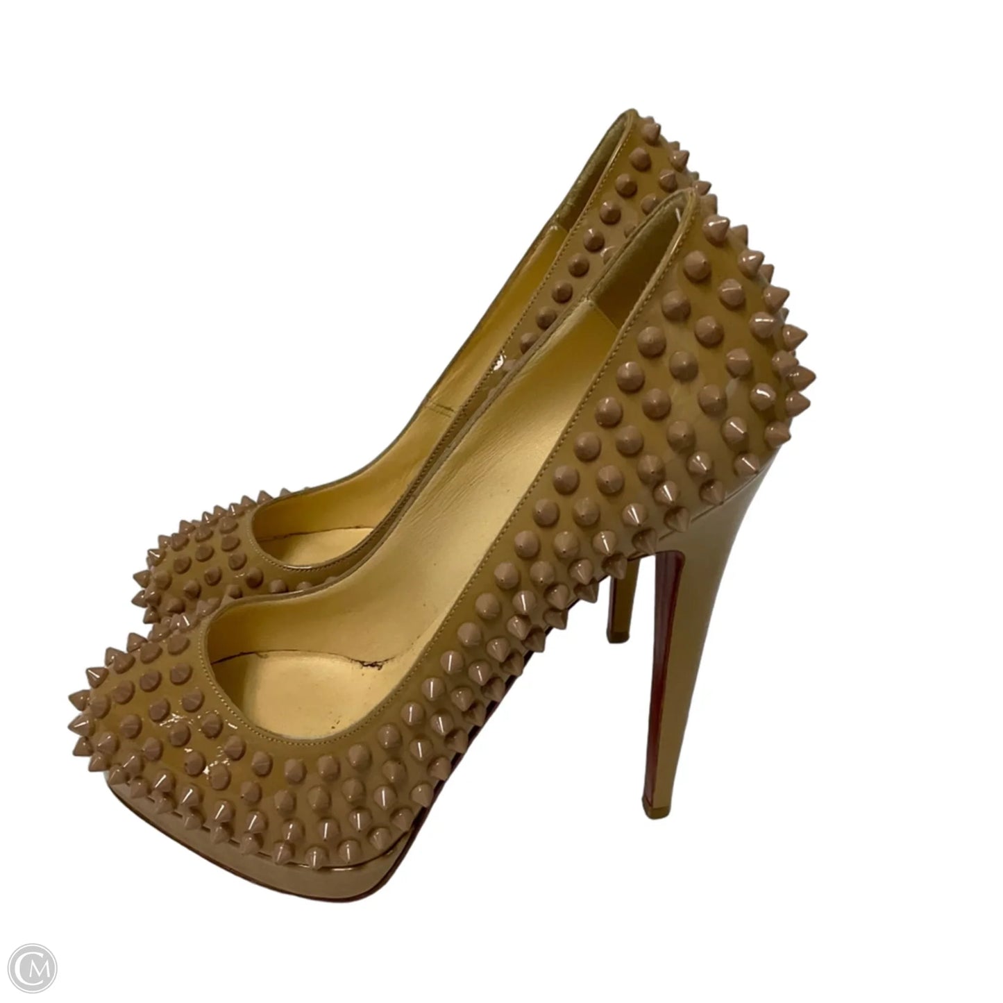 Shoes Luxury Designer By Christian Louboutin In Beige, Size: 8