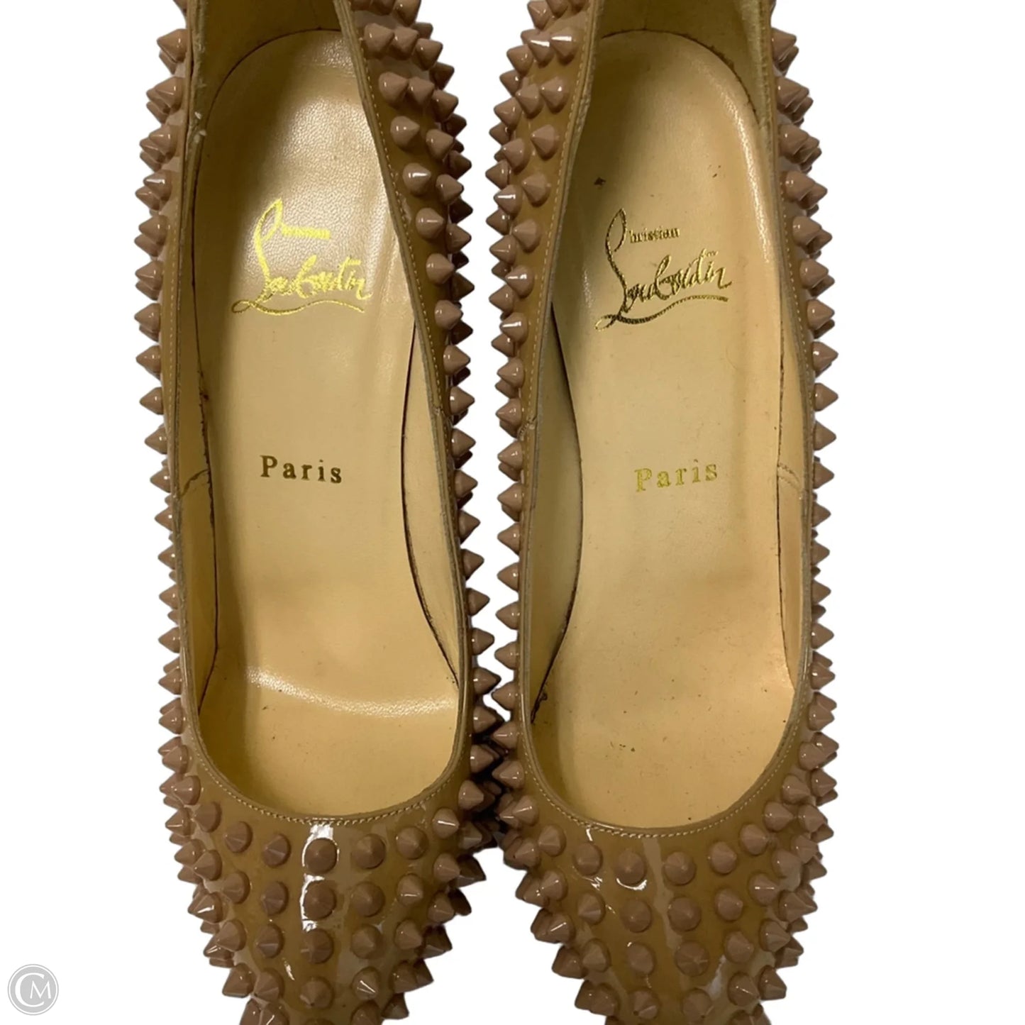 Shoes Luxury Designer By Christian Louboutin In Beige, Size: 8