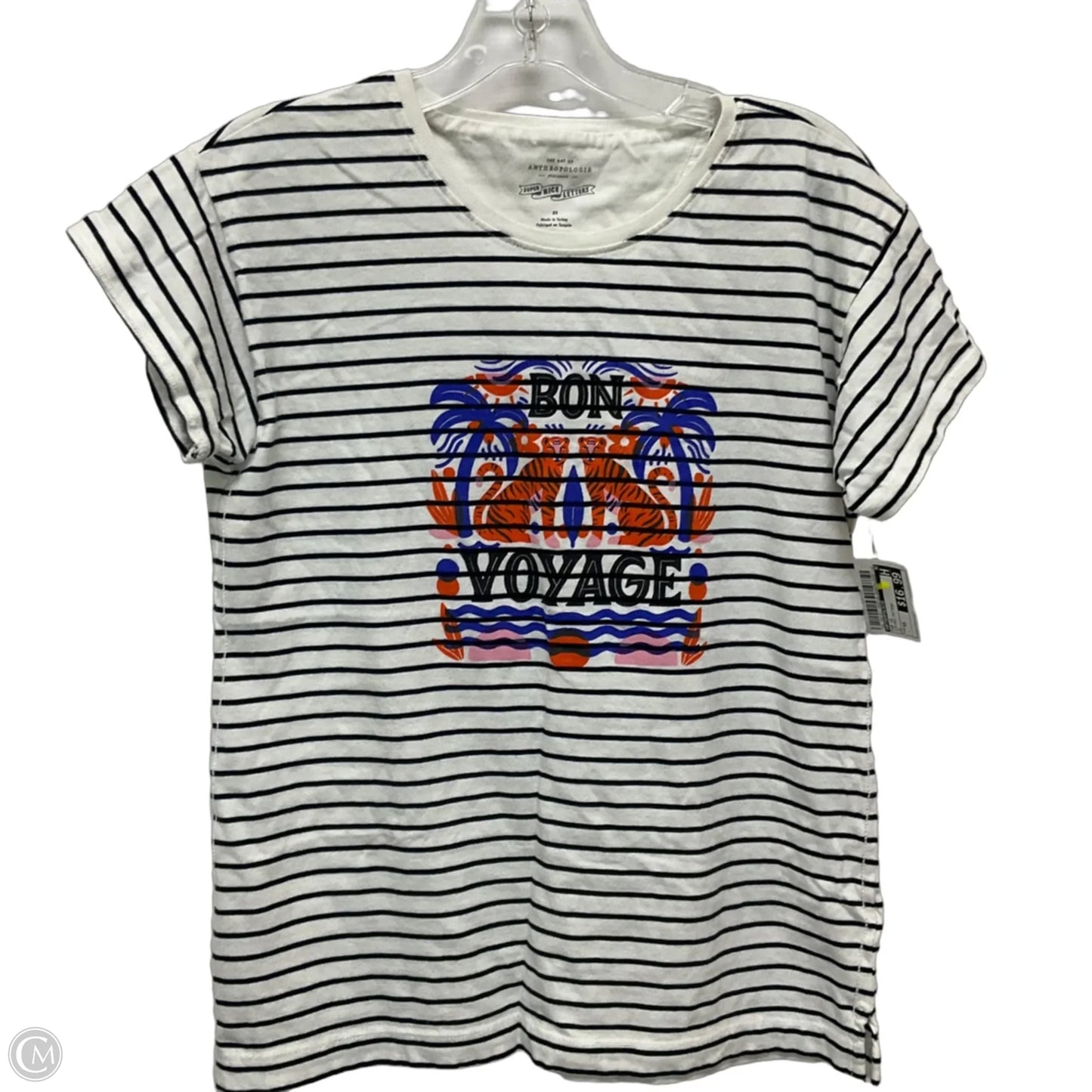 Top Short Sleeve By Anthropologie In Striped Pattern, Size: Xs
