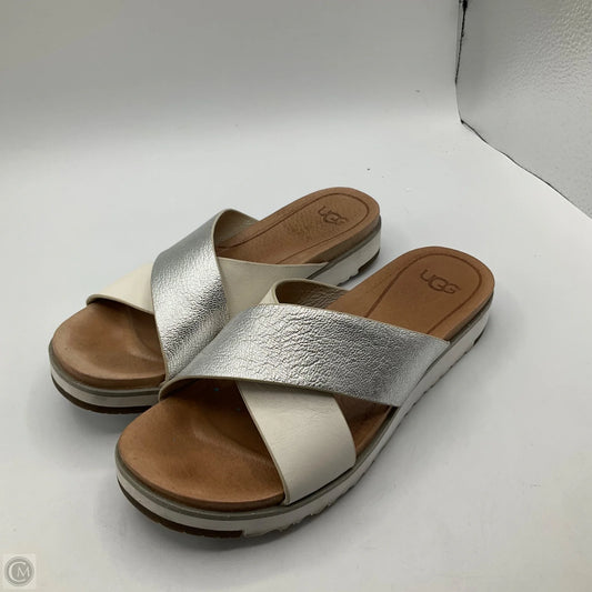 Sandals Designer By Ugg In Silver, Size: 6