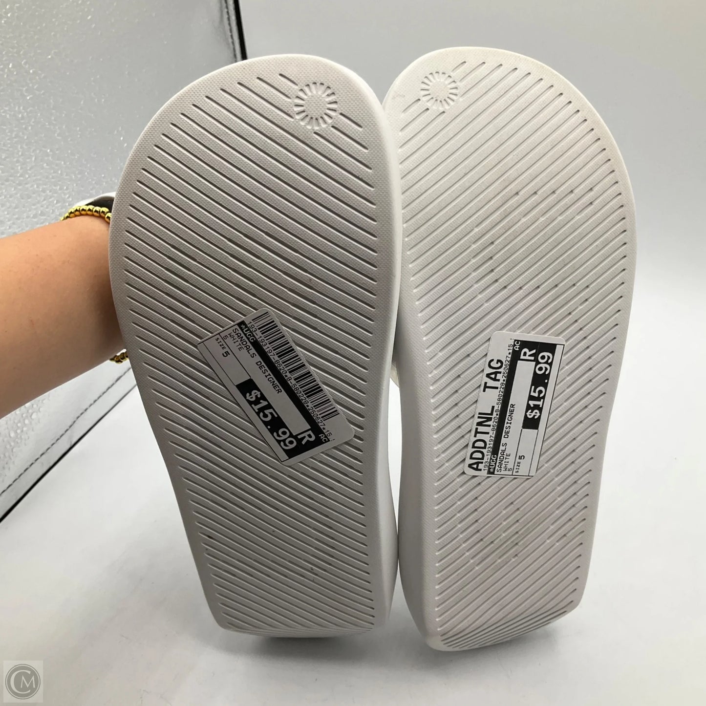 Sandals Designer By Ugg In White, Size: 5