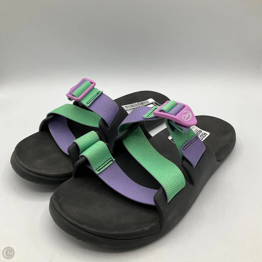 Sandals Flats By Chacos In Green & Purple, Size: 7