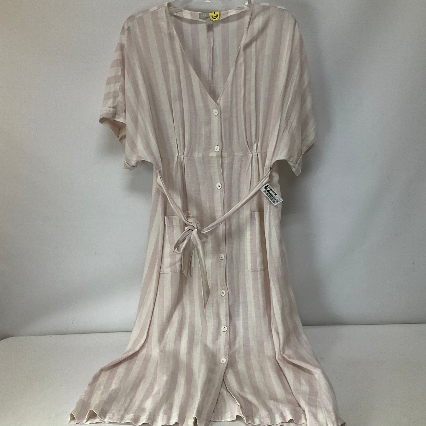 Pink & White Dress Casual Midi Chelsea 28, Size 1x