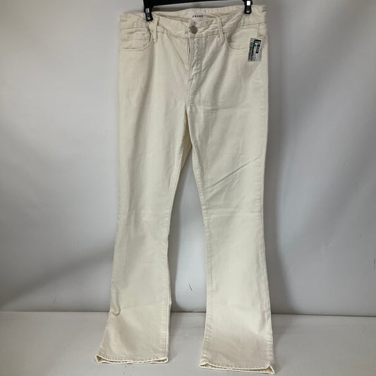 Jeans Straight By Frame In White Denim, Size: 8