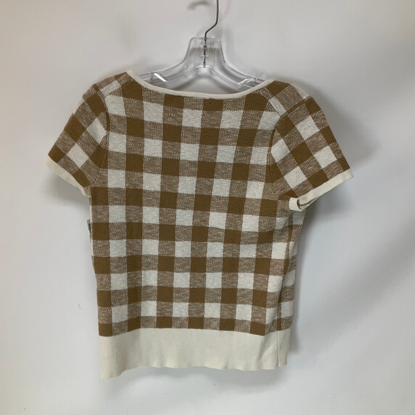 Top Short Sleeve By Madewell In Plaid Pattern, Size: S