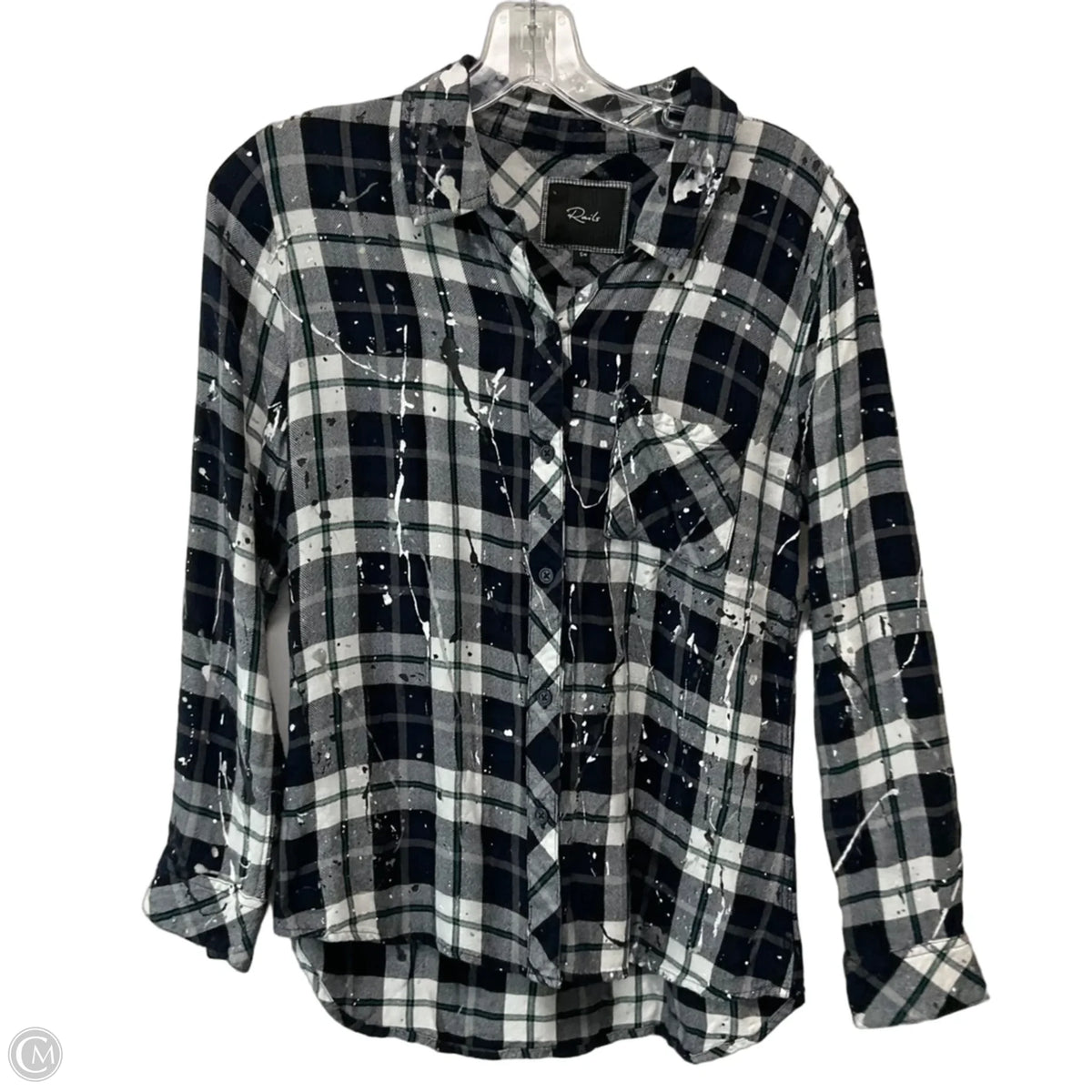 Top Long Sleeve By Rails In Plaid Pattern, Size: S