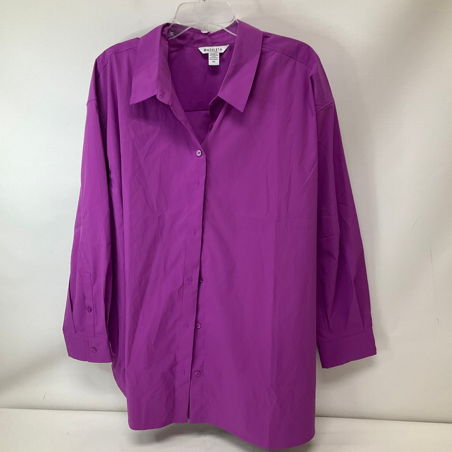 Athletic Top Long Sleeve Collar By Athleta In Purple, Size: 3x