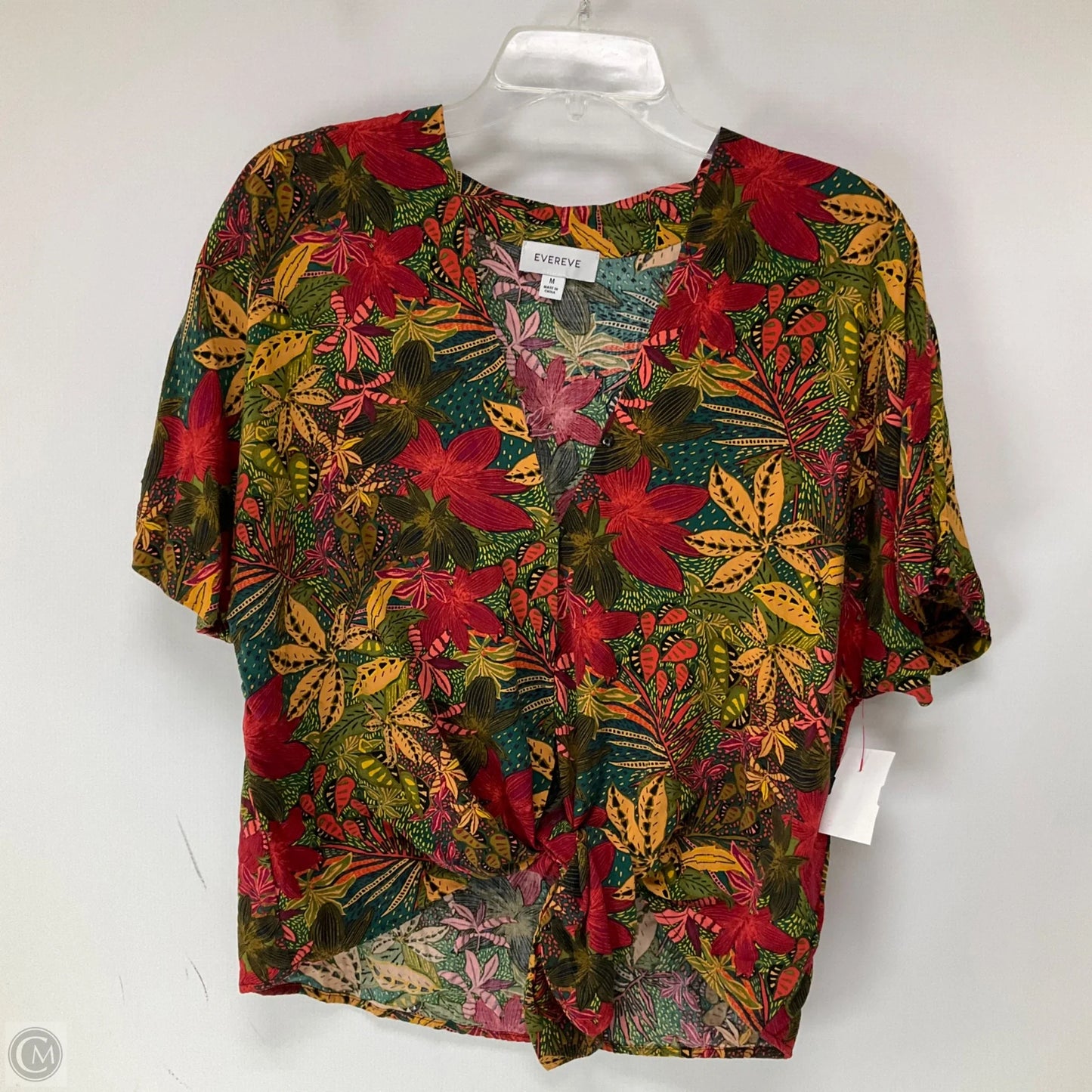 Top Short Sleeve By Evereve In Tropical Print, Size: M