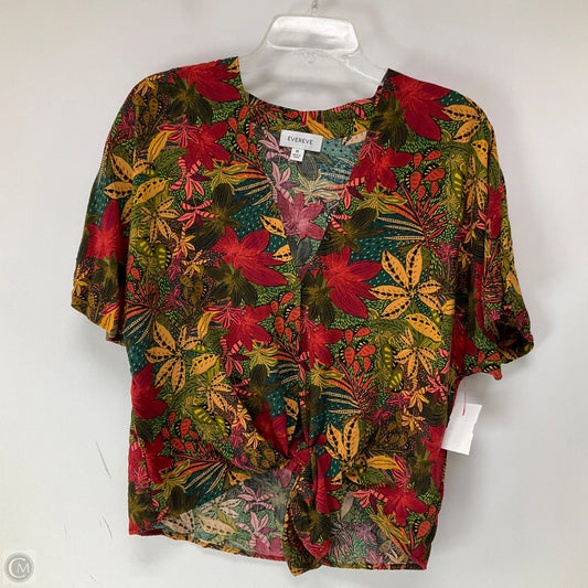 Top Short Sleeve By Evereve In Tropical Print, Size: M