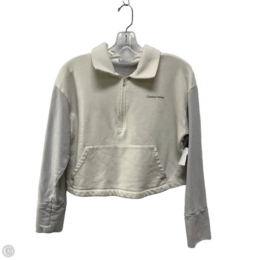 Athletic Top Long Sleeve Collar By Outdoor Voices In Cream & Grey, Size: S
