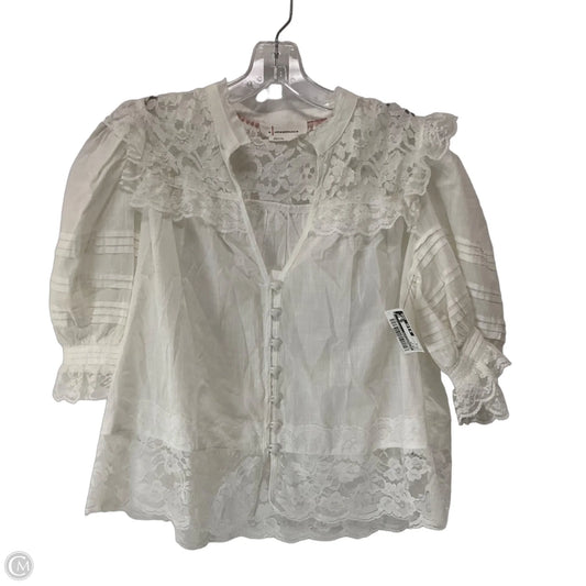 Top Short Sleeve By Anthropologie In White, Size: S
