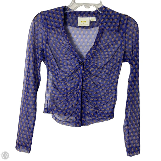 Top Long Sleeve By Maeve In Blue & Brown, Size: Xs