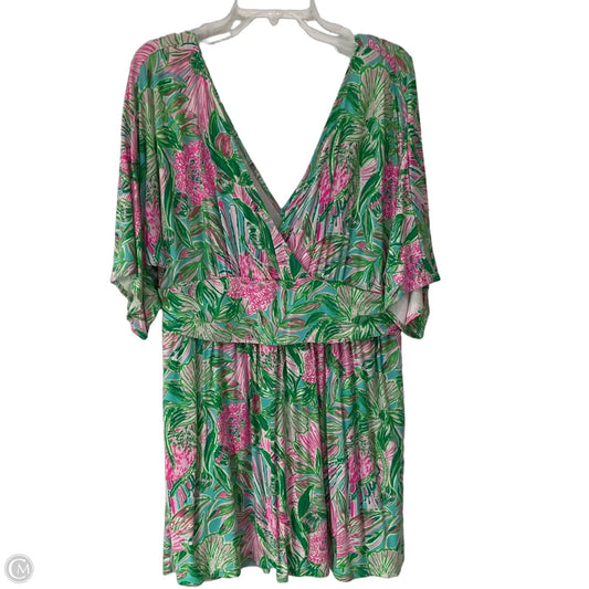 Romper Designer By Lilly Pulitzer In Green & Pink, Size: Xl