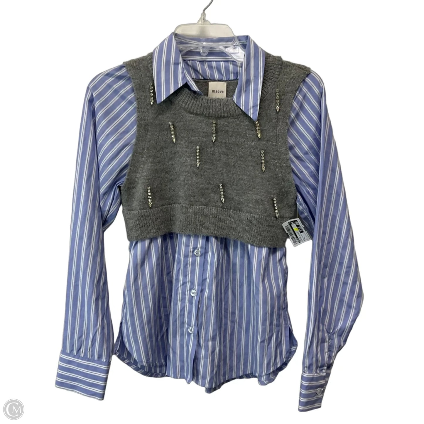 Top Long Sleeve By Maeve In Striped Pattern, Size: L