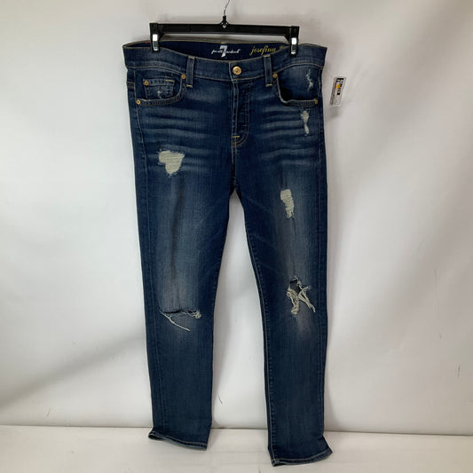 Jeans Skinny By 7 For All Mankind In Blue Denim, Size: 4