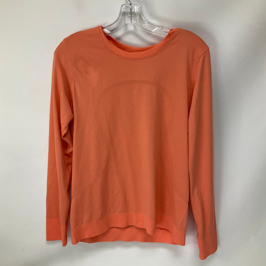 Athletic Top Long Sleeve Crewneck By Lululemon In Orange, Size: 8