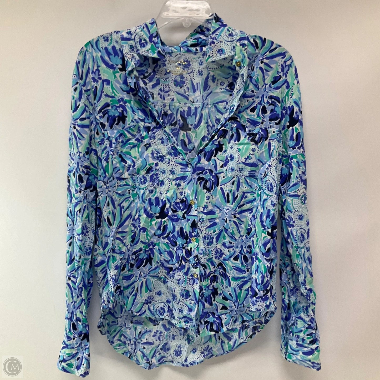 Top Long Sleeve Designer By Lilly Pulitzer In Blue, Size: M