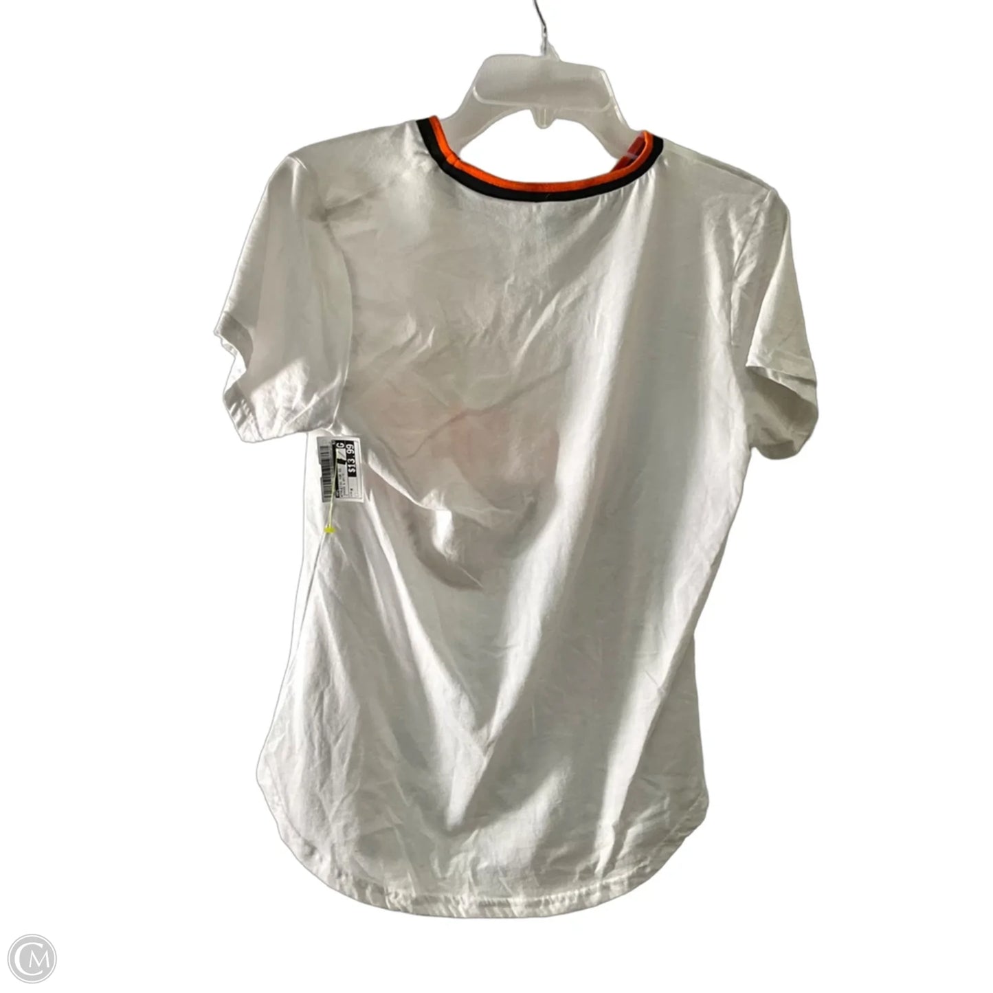Athletic Top Short Sleeve By Nfl In Orange & White, Size: M
