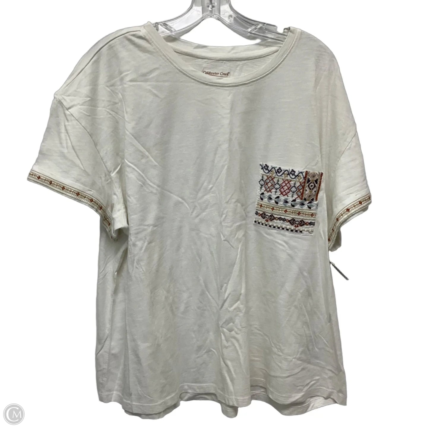 Top Short Sleeve By Coldwater Creek In Cream, Size: 2x