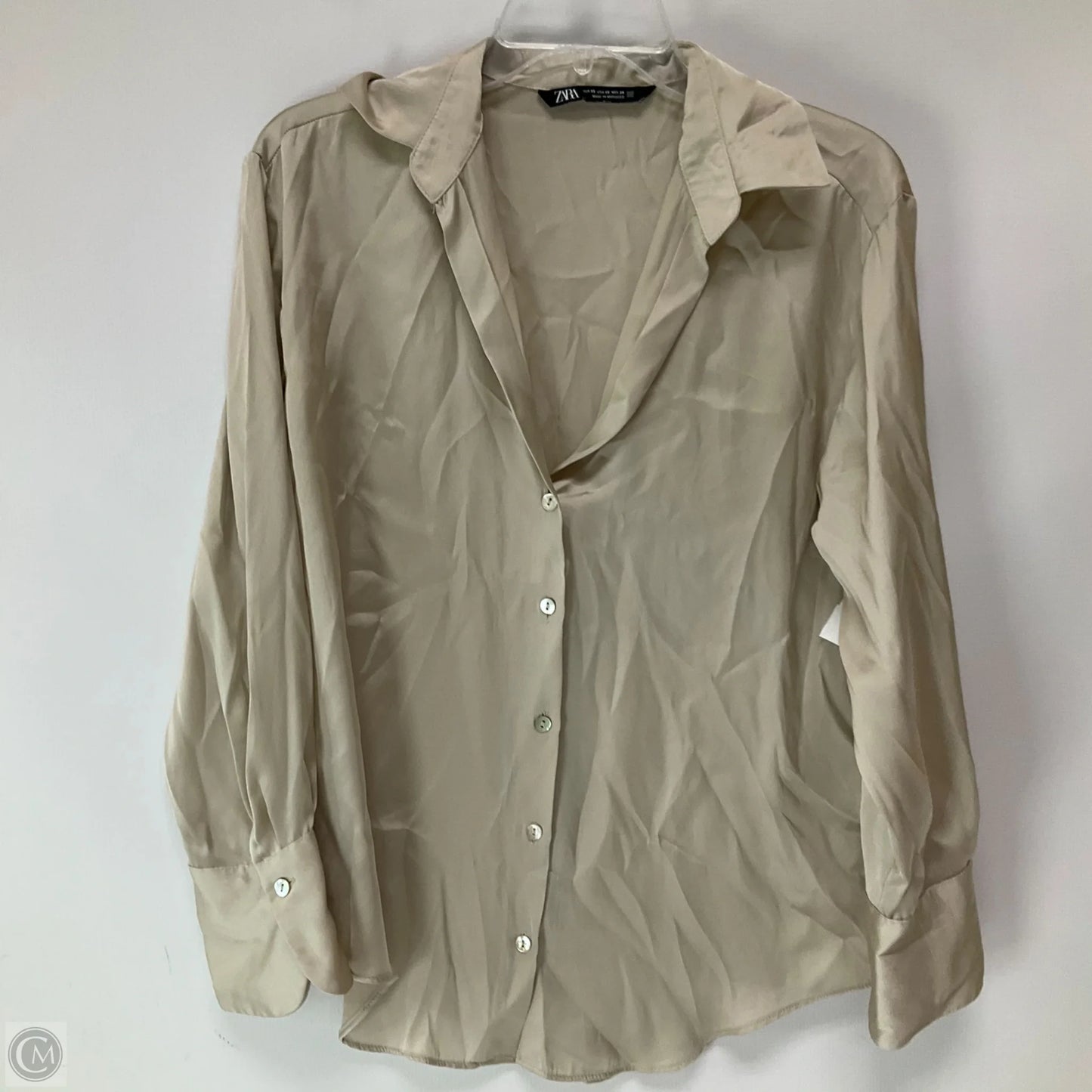 Top Long Sleeve By Zara In Beige, Size: Xs