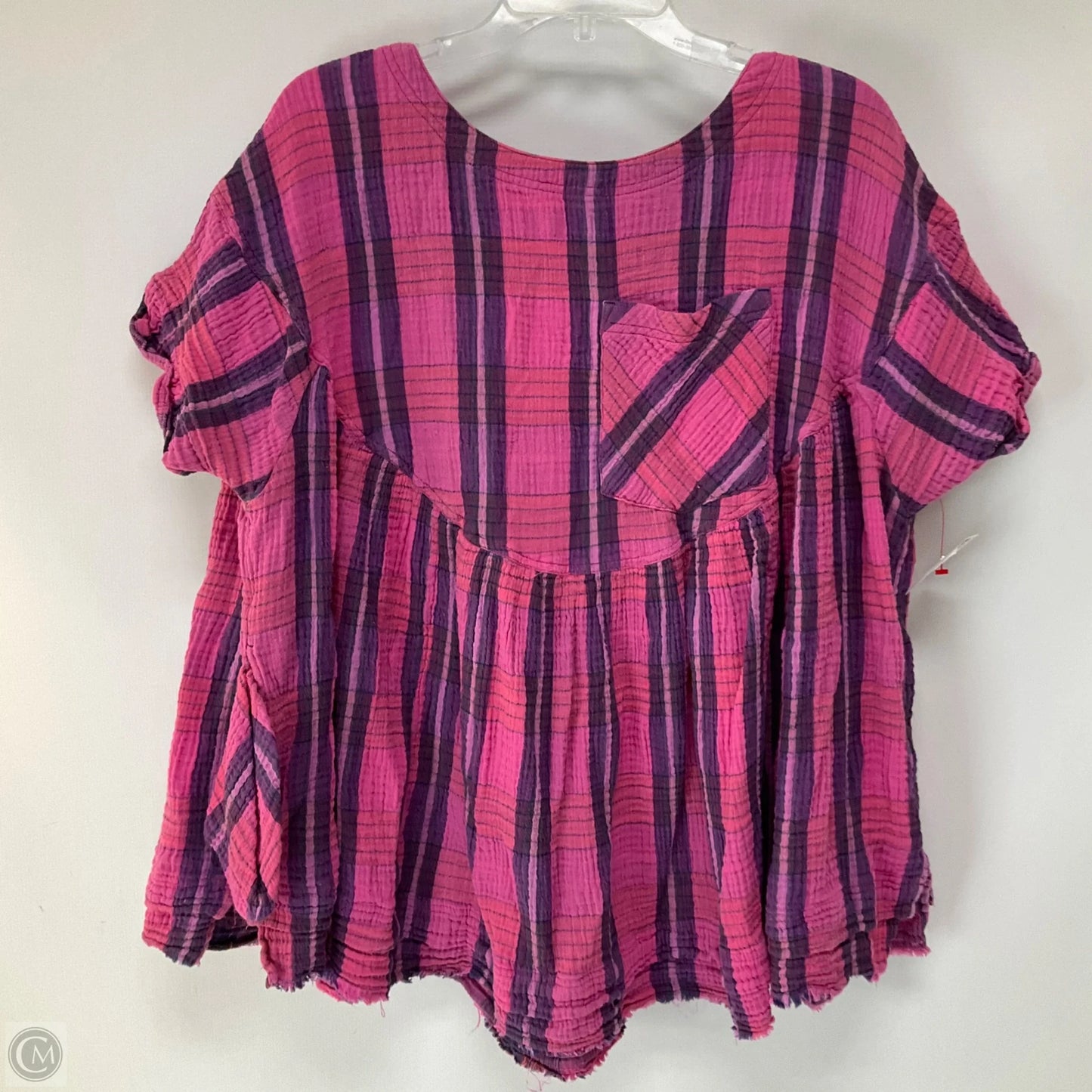 Top Short Sleeve By We The Free In Plaid Pattern, Size: M