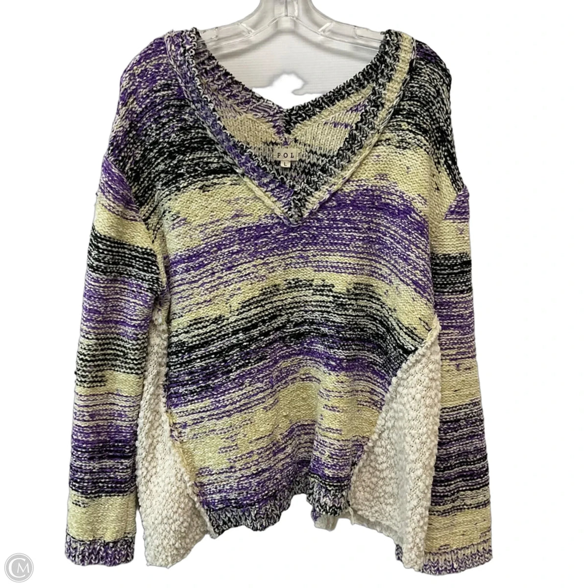 Sweater By Pol In Purple & White, Size: L