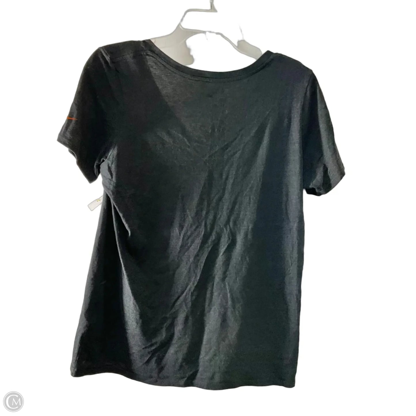 Athletic Top Short Sleeve By Nike Apparel In Grey & Orange, Size: L